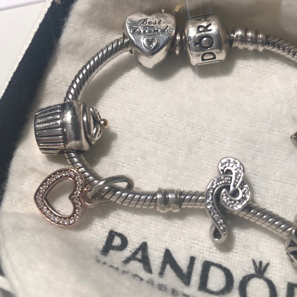 Pandora Iconic Silver Bracelet 2 & 8 Charms - Picture 2 of 7